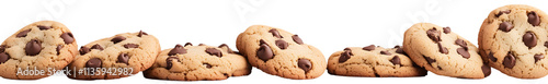 Chocolate Chip Cookies Border Bottom Transparent Background Cutout Isolated