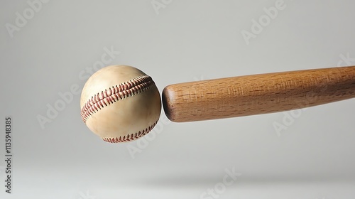 A Baseball About To Be Hit By A Wooden Bat