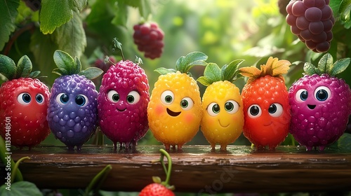 Adorable Cartoon Fruits: A Whimsical Delight photo