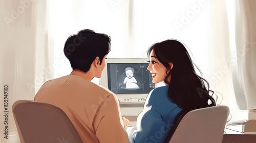 Couple Watching Baby Ultrasound	