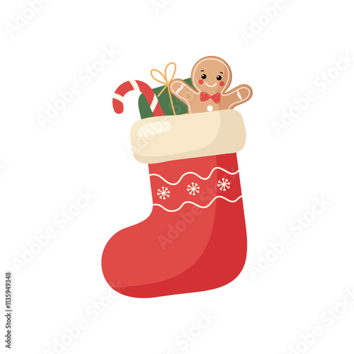 Cute Christmas Stocking with Gingerbread Man