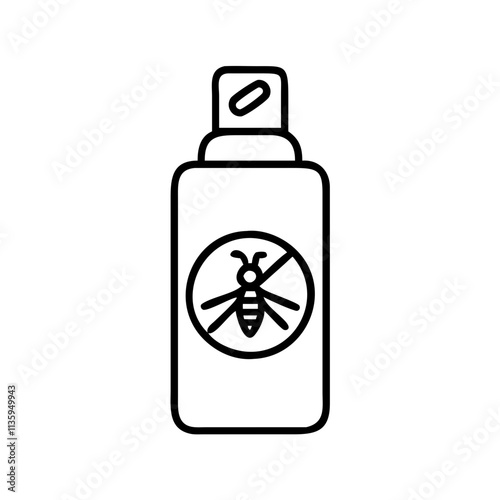 mosquito repellent icon, summer line art, summer icon - simple black line art icon of mosquito repellent, symbolizing summer celebrations. summer vector art.