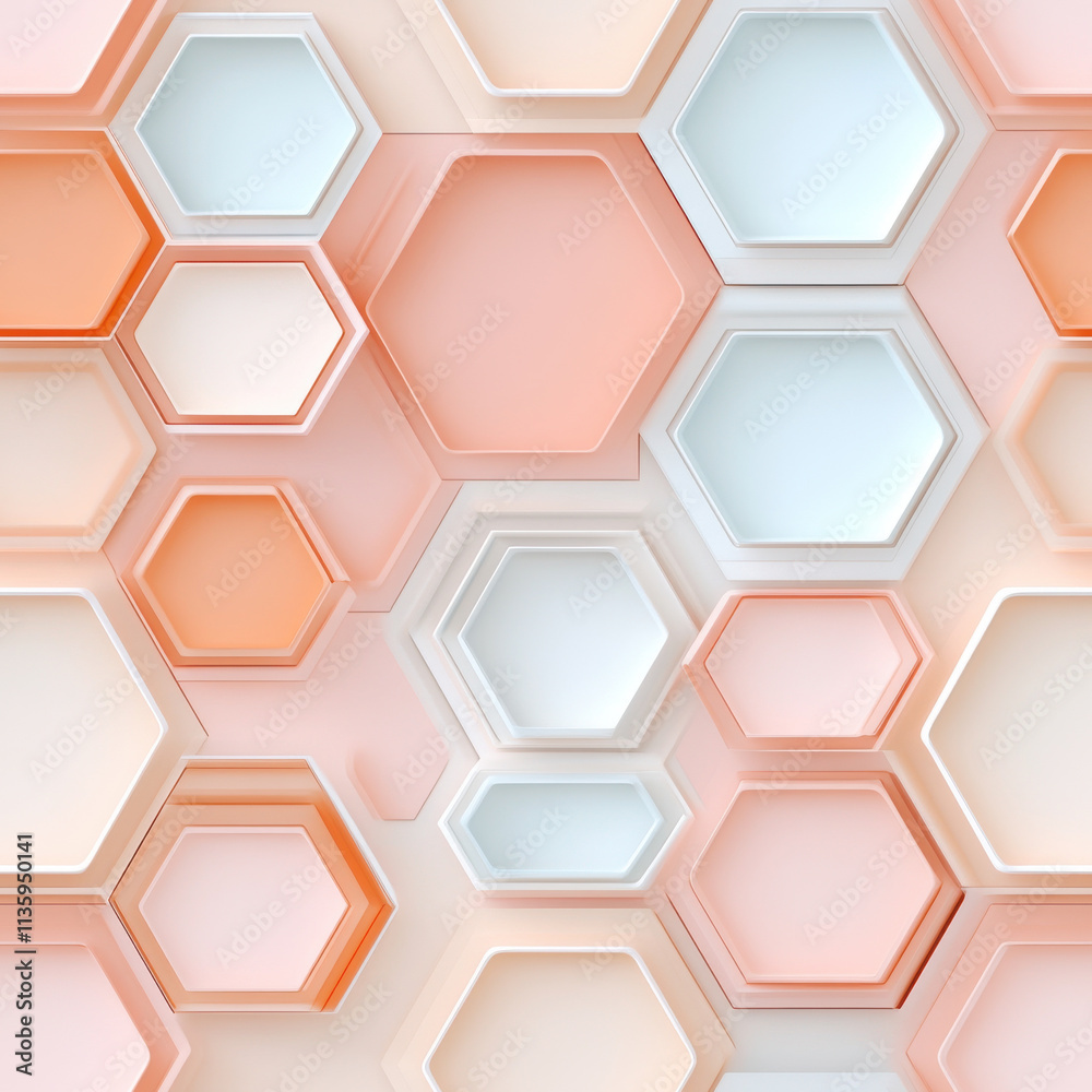 Modern hexagonal pattern in soft peach and white tones, creating stylish and contemporary design. Ideal for backgrounds, wallpapers, or decorative elements Modern hexagonal pattern in soft peach and white tones, creating stylish and contemporary design. Ideal for backgrounds, wallpapers, or decorative elements