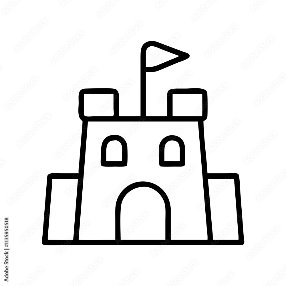 sandcastle icon, summer line art, summer icon - simple black line art icon of sandcastle, symbolizing summer celebrations. summer vector art. sandcastle icon, summer line art, summer icon - simple black line art icon of sandcastle, symbolizing summer celebrations. summer vector art.