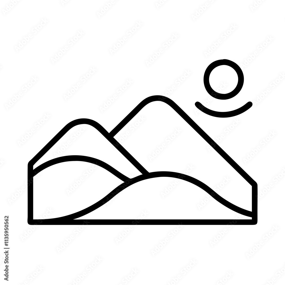 sand dune icon, summer line art, summer icon - simple black line art icon of sand dune, symbolizing summer celebrations. summer vector art. sand dune icon, summer line art, summer icon - simple black line art icon of sand dune, symbolizing summer celebrations. summer vector art.