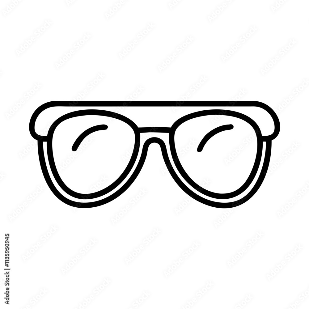 Fototapeta premium sunglasses icon, summer line art, summer icon - simple black line art icon of sunglasses, symbolizing summer celebrations. summer vector art.