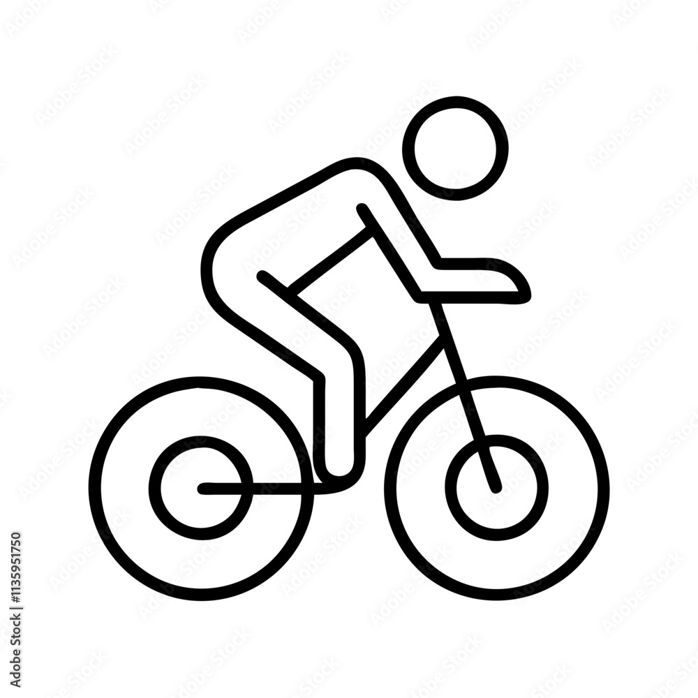 biking icon, summer line art, summer icon - simple black line art icon of biking, symbolizing summer celebrations. summer vector art.