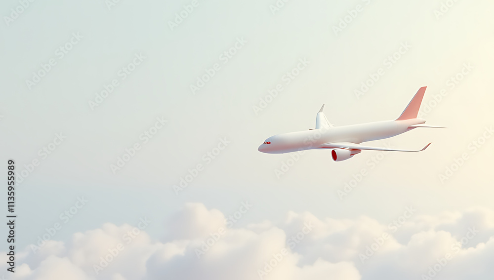 Obraz premium Airplane model mockup designed in soothing pastels for use as a design element in key visuals and advertising campaigns._00001_
