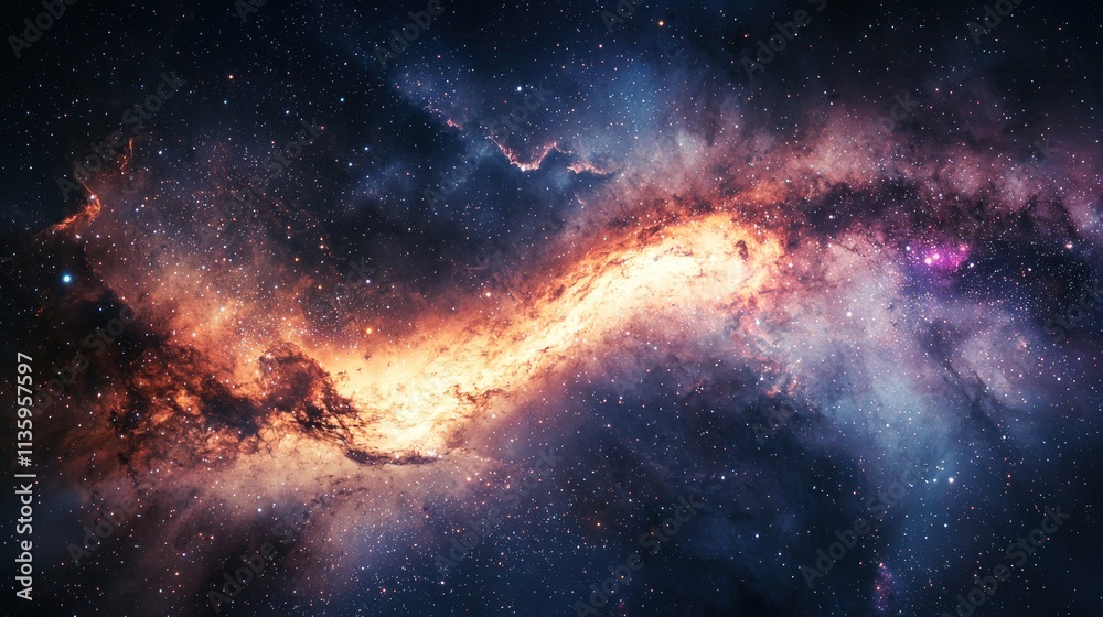 Fototapeta premium A detailed image of the black hole located at the center of the Milky Way, with cosmic dust and stars swirling around