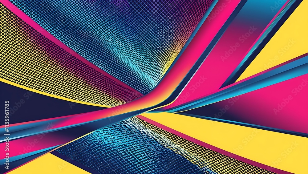Abstract Colorful Geometric Design With Grid Pattern Abstract Colorful Geometric Design With Grid Pattern