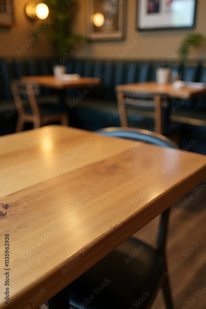 A rustic wooden tabletop complements a light gold tone in a cozy café or restaurant setting effectively._00036_ A rustic wooden tabletop complements a light gold tone in a cozy café or restaurant setting effectively._00036_
