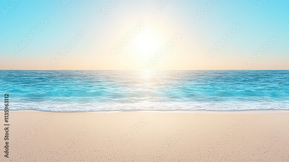 Serene Beach Sunset Ocean Waves Sandy Shore Summer Vacation Serene Beach Sunset Ocean Waves Sandy Shore Summer Vacation