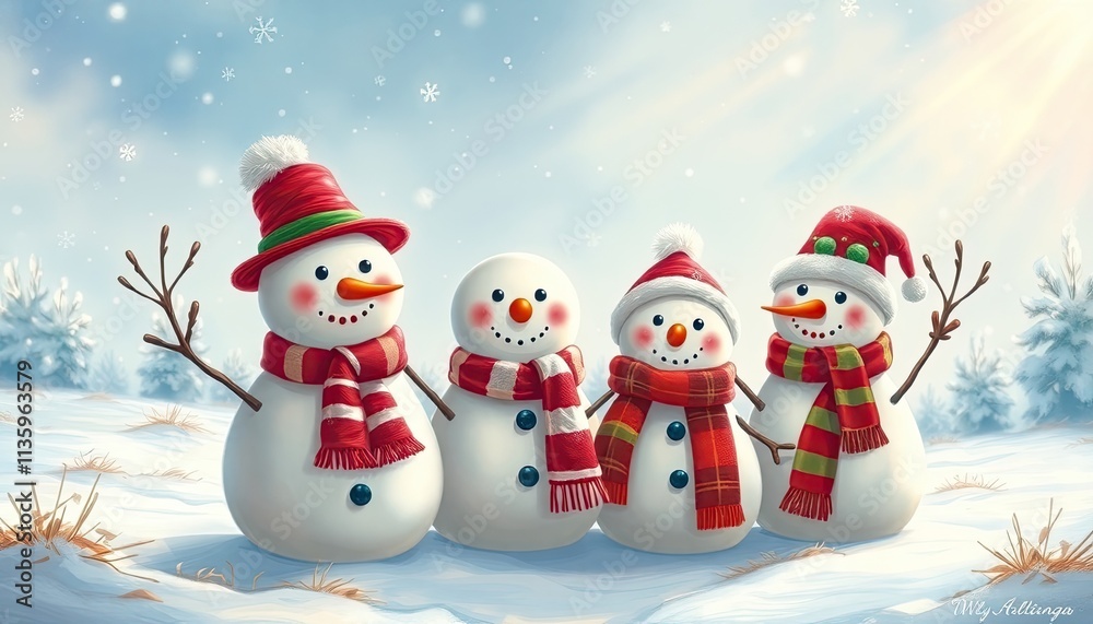 Funny Snowman Family Wearing Christmas Accessories in a Snowy Field Digital Painting. Free Christmas Background. Chrismas Wallpaper. Cool Wallpaper 4k Funny Snowman Family Wearing Christmas Accessories in a Snowy Field Digital Painting. Free Christmas Background. Chrismas Wallpaper. Cool Wallpaper 4k