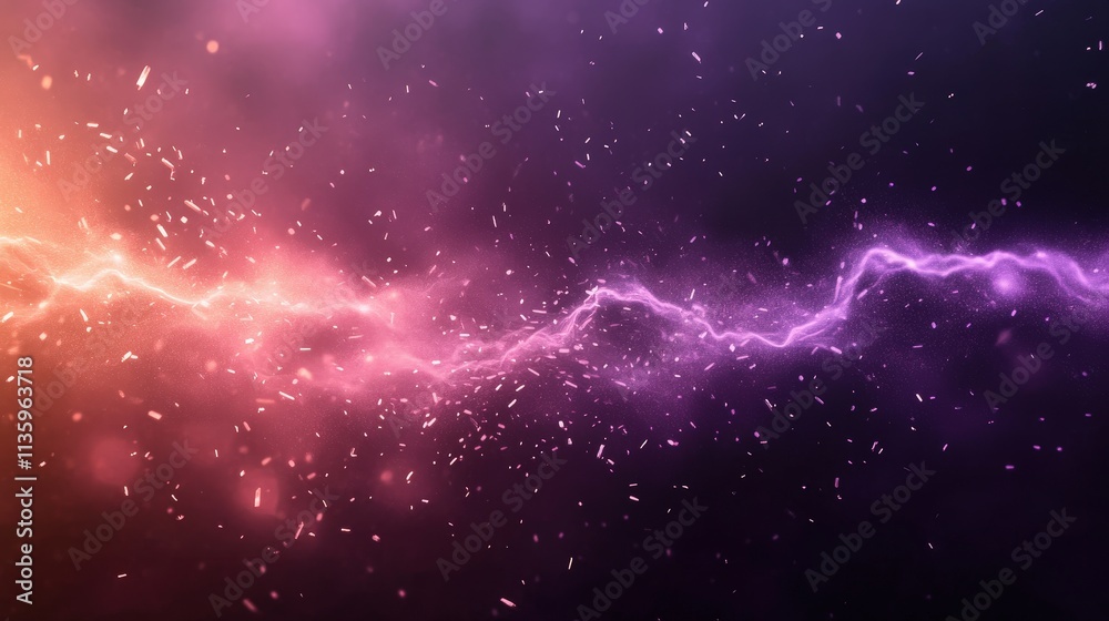 Fototapeta premium A vibrant display of electric energy with swirling colors of purple and orange, set against a dark background, creating a dynamic and mystical atmosphere.