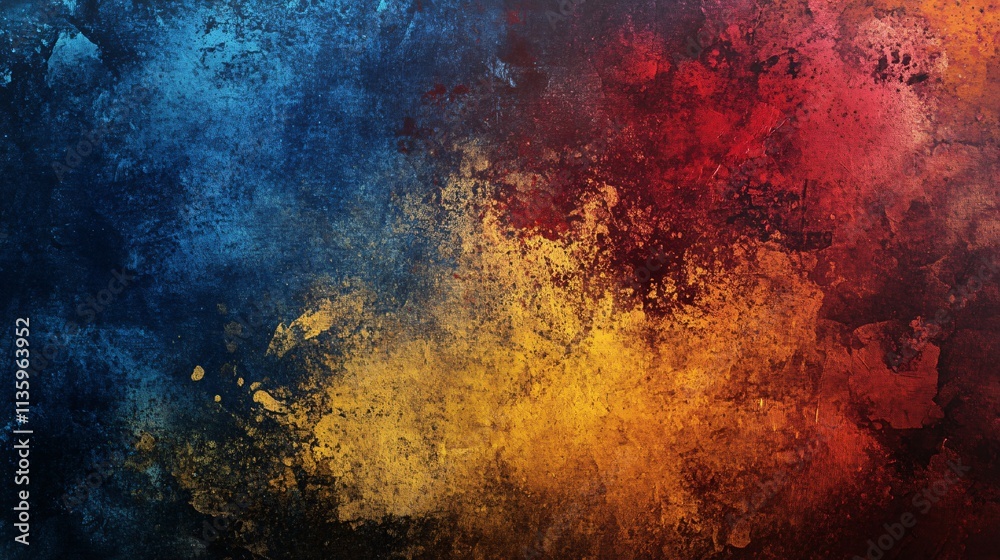 Obraz premium Abstract Blue Red Gold Texture Background- Grunge Paint Splatter Wall Art