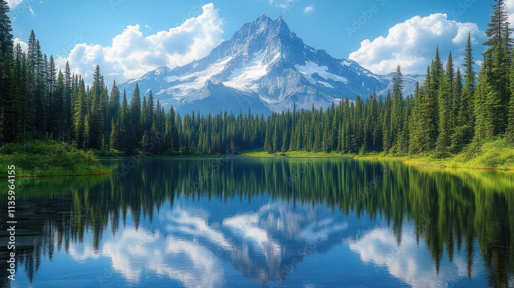 Majestic mountain reflecting in tranquil alpine lake. Majestic mountain reflecting in tranquil alpine lake.