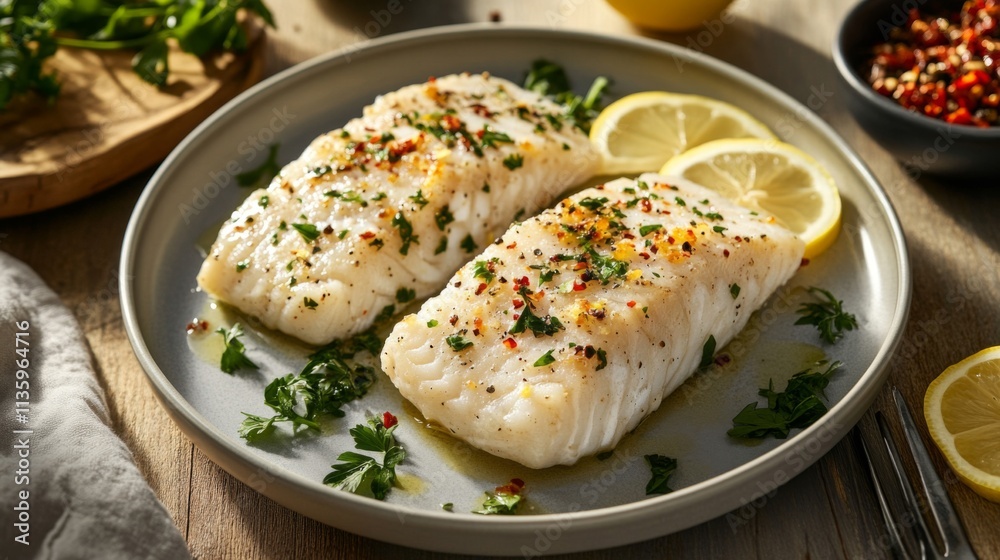 Perfectly Cooked White Fish with Lemon and Herbs - A Delicious and Healthy Meal Perfectly Cooked White Fish with Lemon and Herbs - A Delicious and Healthy Meal