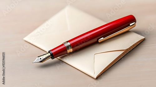 Wallpaper Mural Writing an Elegant Letter with a Red Fountain Pen Home Office Desk Still Life Photography Warm Environment Close-Up Communication Concept Torontodigital.ca