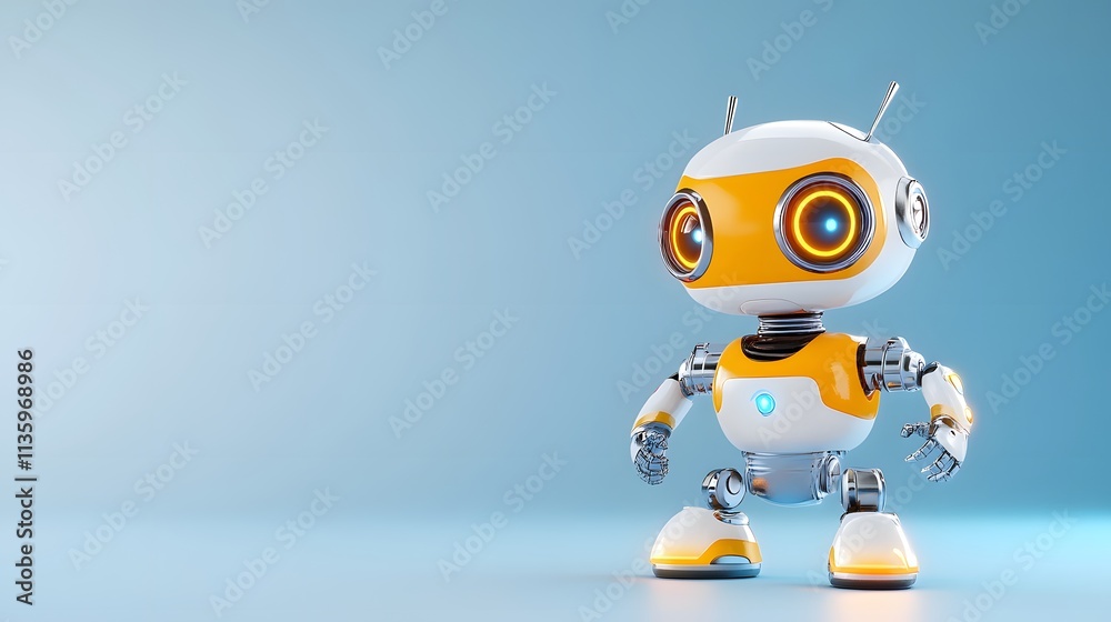 Fototapeta premium Innovative Robot Design Showcased in Futuristic Environment 3D Rendering Technology With a Playful Perspective