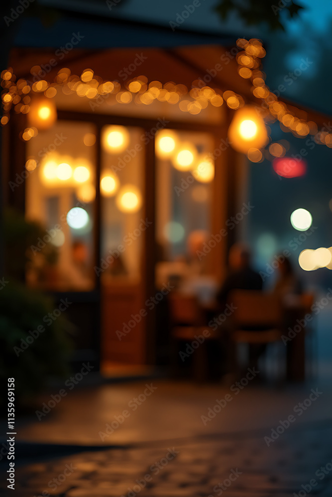 A café is blurred by soft golden lighting at night, its atmosphere tranquil and inviting to passersby._00016_ A café is blurred by soft golden lighting at night, its atmosphere tranquil and inviting to passersby._00016_