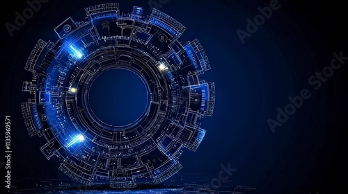 Wallpaper Mural Futuristic Technology Circle  Abstract Glowing Digital Interface Design Torontodigital.ca