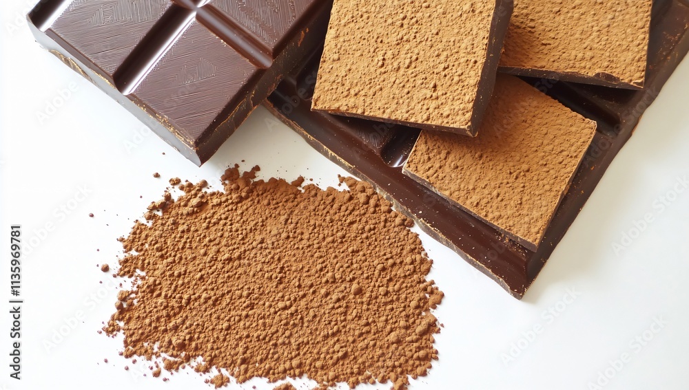 Dark Chocolate Bar Pieces Cocoa Powder Dessert Food Dark Chocolate Bar Pieces Cocoa Powder Dessert Food