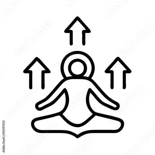 kundalini rising . - simple black line art icon of kundalini rising ., for yoga daycelebrations. yoga vector art.