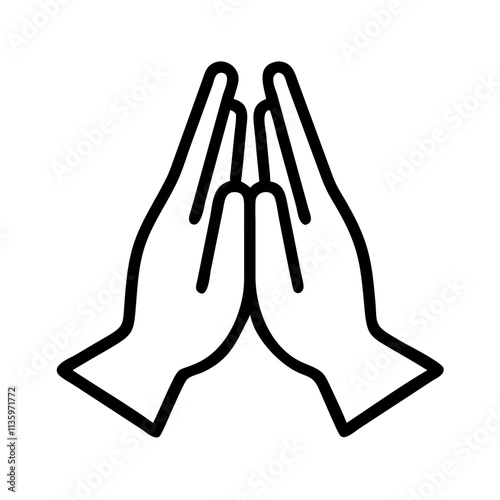 namaste hands - simple black line art icon of namaste hands, for yoga daycelebrations. yoga vector art.