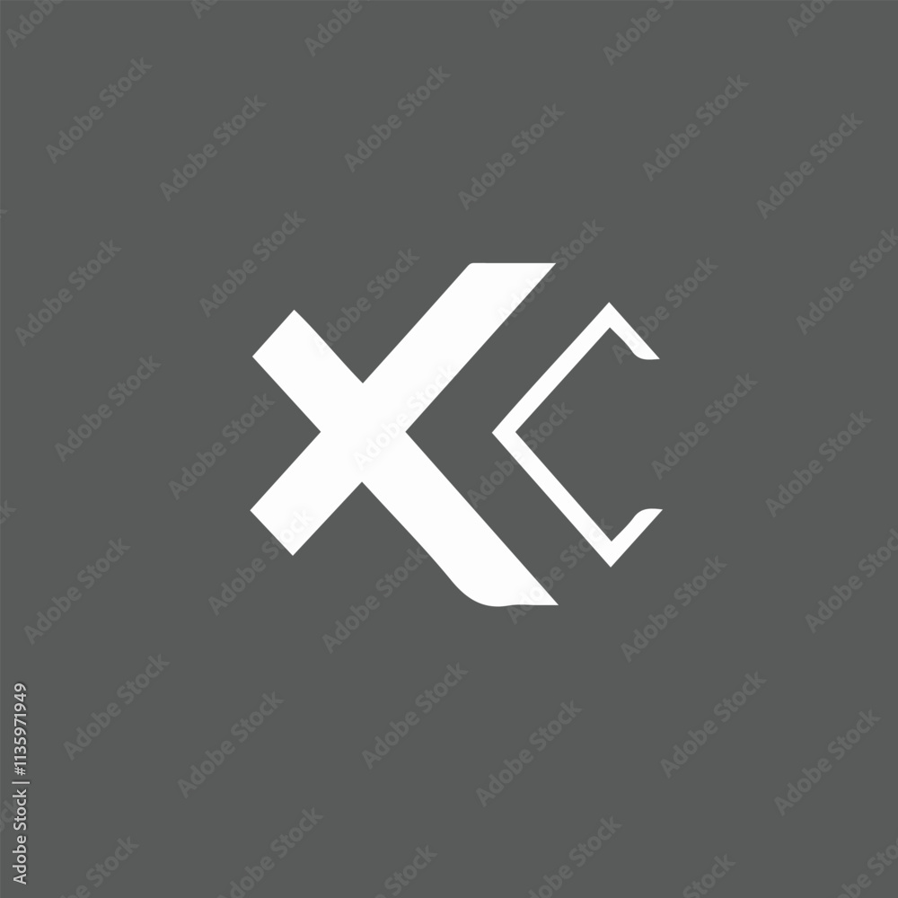 Obraz premium Minimalist Wordmark Logo: X and C on White Background