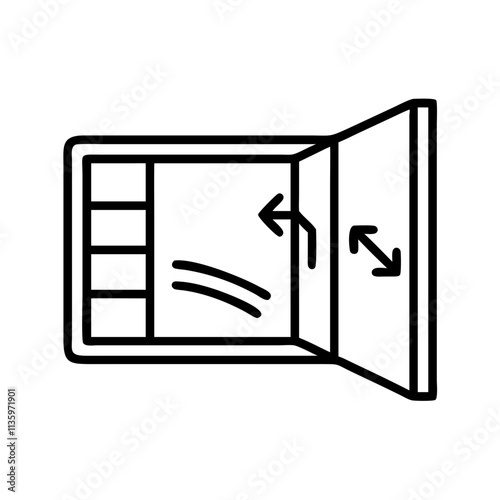 open window for fresh air - simple black line art icon of open window for fresh air, for yoga daycelebrations. yoga vector art.