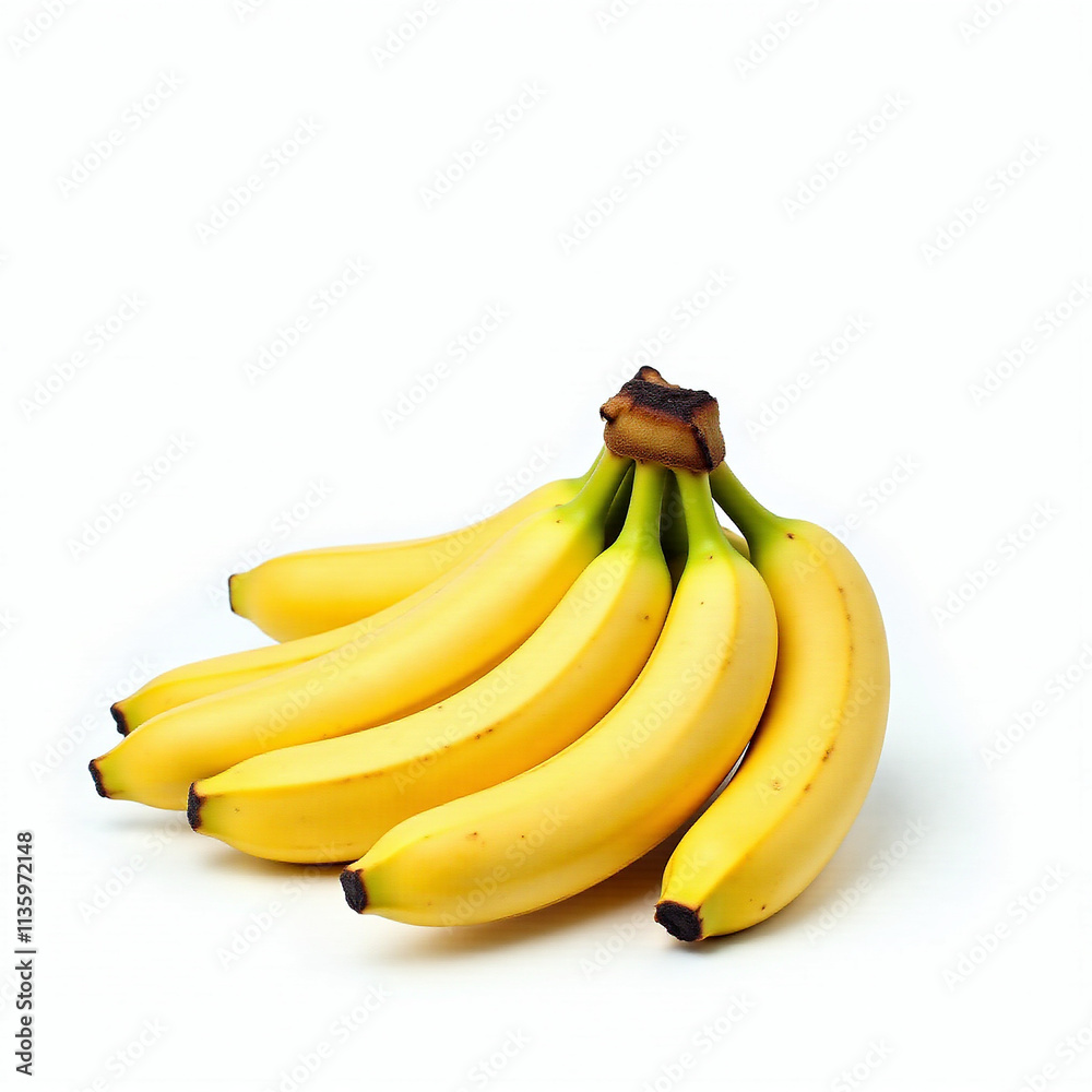 Ripe bananas in a bunch, isolated on a white background. Fresh and vibrant fruit Ripe bananas in a bunch, isolated on a white background. Fresh and vibrant fruit
