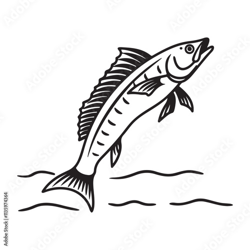 Big sea Fish Silhouette vector isolated with white background
