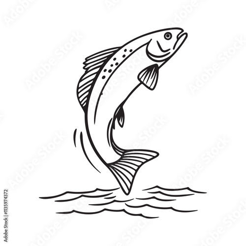 Big sea Fish Silhouette vector isolated with white background
