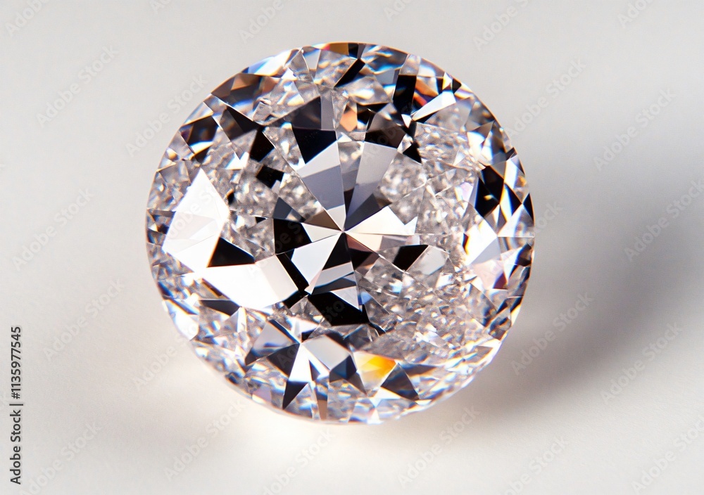 Brilliant Cut Diamond Gemstone, Close-up Sparkle Brilliant Cut Diamond Gemstone, Close-up Sparkle