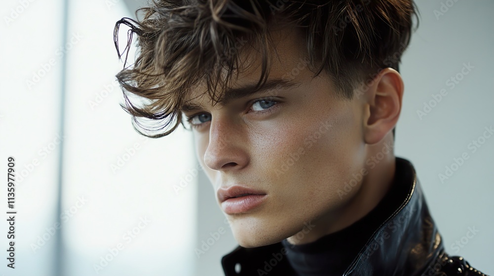 Intense Male Portrait: Close-up Fashion Photography Intense Male Portrait: Close-up Fashion Photography