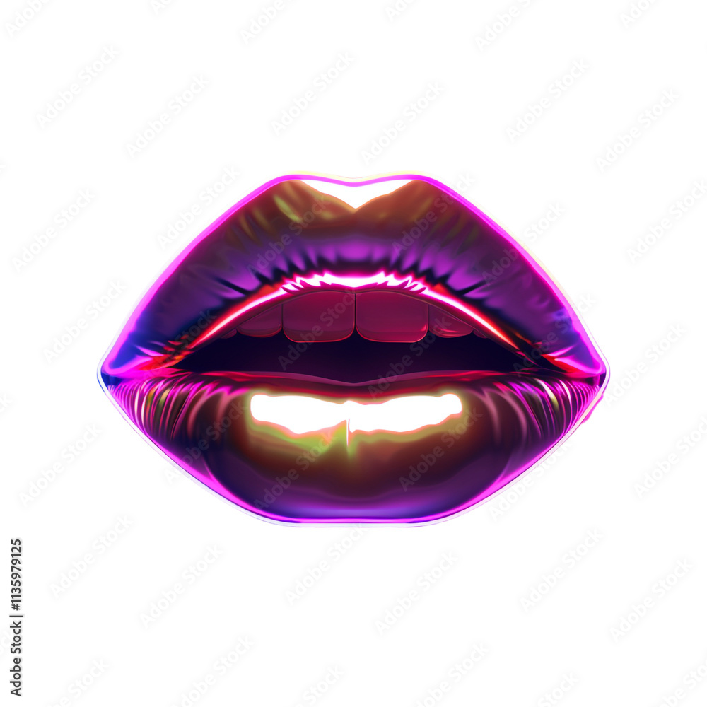 Neon Glossy Lips, Isolated on a Transparent Background, Ideal for Beauty, Fashion, or Makeup-Themed Designs Neon Glossy Lips, Isolated on a Transparent Background, Ideal for Beauty, Fashion, or Makeup-Themed Designs