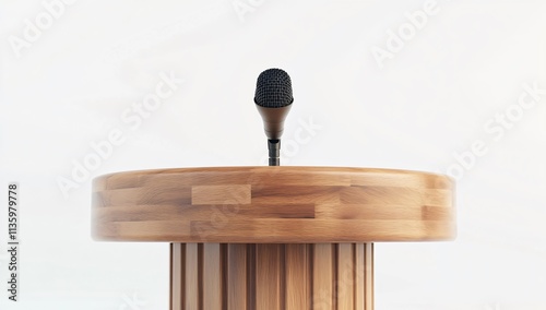 Wooden Podium with Microphone: Public Speaking, Conference, Presentation