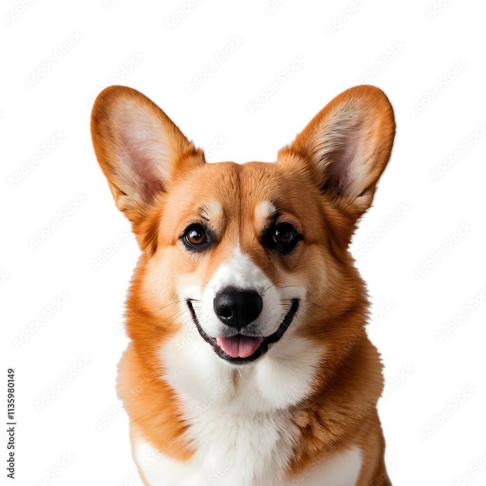 Closeup of happy corgi dog isolated on white background Closeup of happy corgi dog isolated on white background