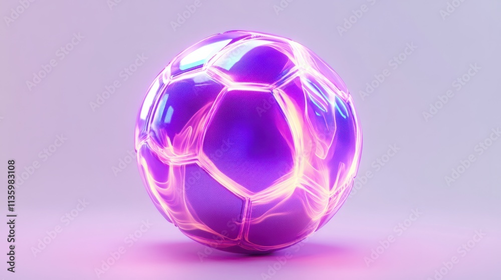 Naklejka premium A glowing soccer ball with an energetic aura, representing excitement, placed on a clean white background