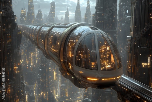 High-speed monorail in futuristic city