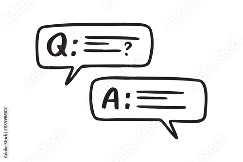 information icons. about info and questions. answer to a question. contacting support doodle hand drawn icon set. Outline drawing line clipart symbol collection