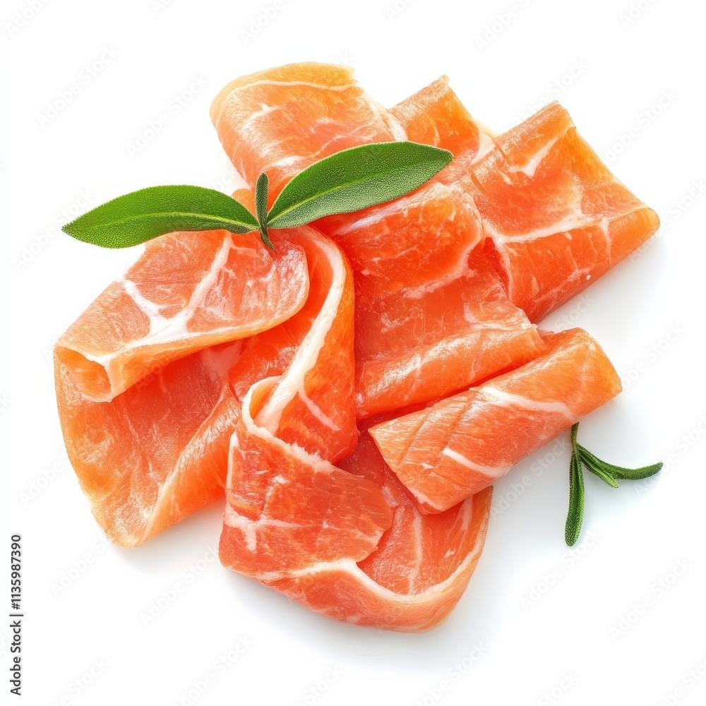 Isolated ham slices. Isolated ham slices.