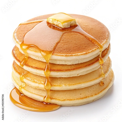 Delicious Golden Pancakes Stack with Syrup and Butter