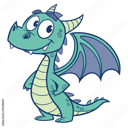 Happy Dragon Cartoon with a cute Smile