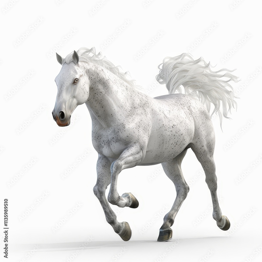 Fototapeta premium White Horse Galloping