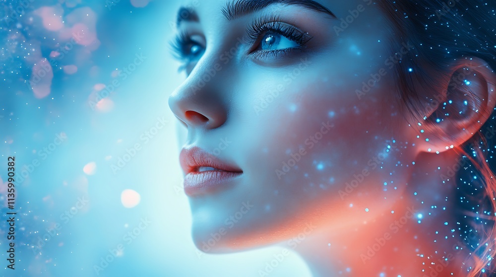 Captivating portrait of a woman fantasy background dreamy vibes Captivating portrait of a woman fantasy background dreamy vibes