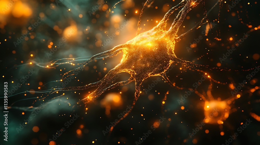 Obraz premium Digital visualization of neural activity illuminating lab insights