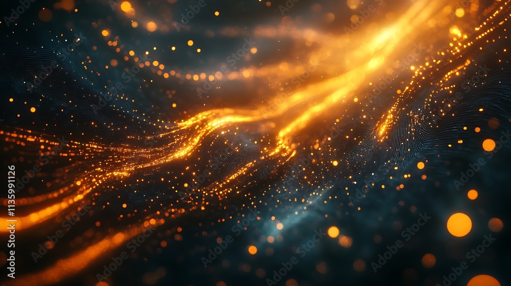Fototapeta premium Dynamic flow of light particles digital space abstract visuals