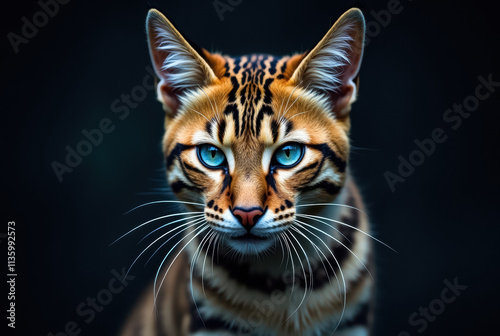 Stately bengal cat with striking blue eyes