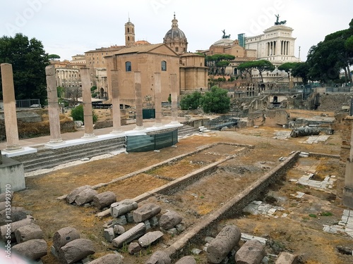 Ruins of the Roman Forum in Rome, Italy. Roman Forum is one of the main landmarks of Rome.